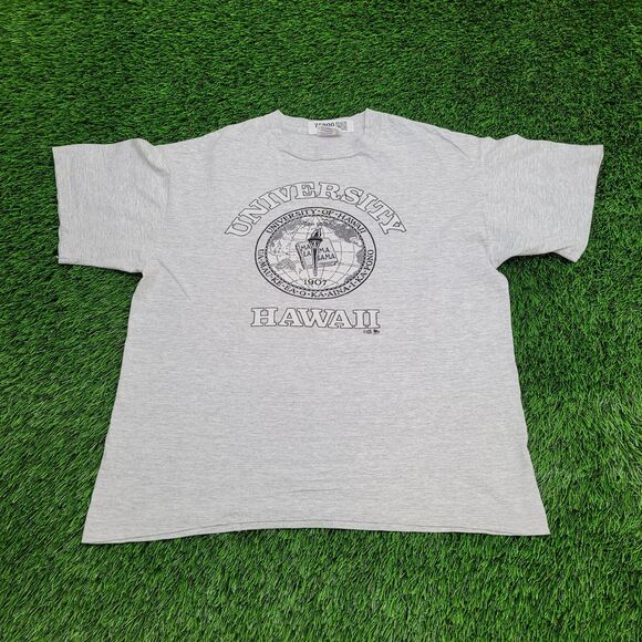 Vintage University-of Hawaii Shirt L/XL 22x24 Gray Cropped - Picture 1 of 13